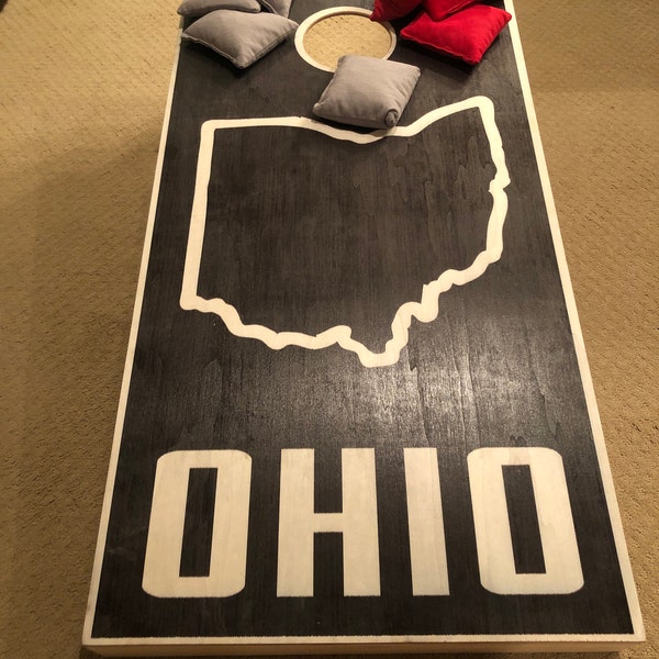 Ohio State Stained Cornhole Set EBONY With Bags - Cornhole Set ...