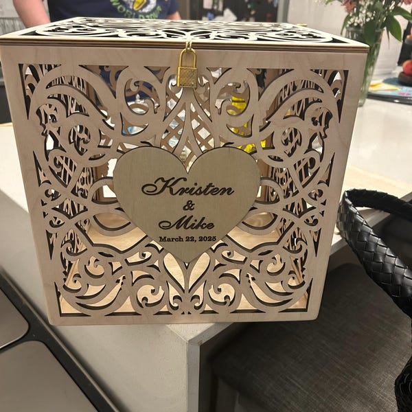 Personalized Wedding Card Box With Slot Lock Wedding Money Box Rustic ...