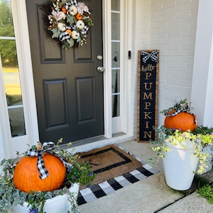 Hello Pumpkin Porch Sign, Front Door Sign, Tall Leaning Porch Sign ...
