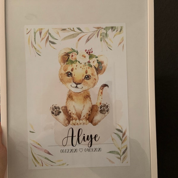 Personalisiertes Geburtsbild A4 – Mit Namen, Datum, Uhrzeit & Gewicht, Individueller Kunstdruck Als Baby-Geschenk, Junge Oder Mädchen