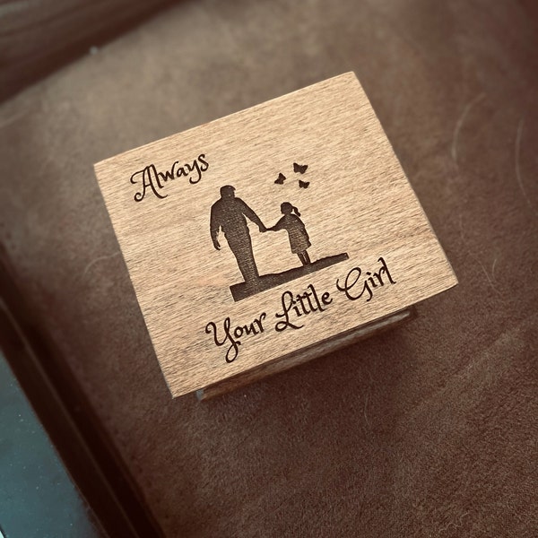 Wooden Music Box for Dad from Daughter,I Will Always be Your Little Girl Hand Crank Musical Boxes