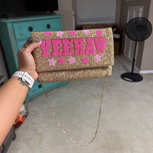 USA Gold Beaded Clutch-Gold main image 0