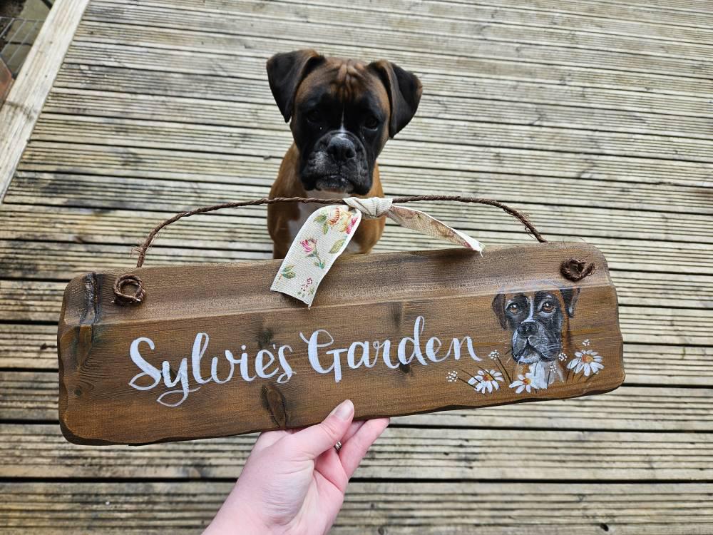 Custom Grandad's garden plaque. Unique birthday, anniversary & memorial gift. Trespassers will be composted sign. Handpainted custom sign