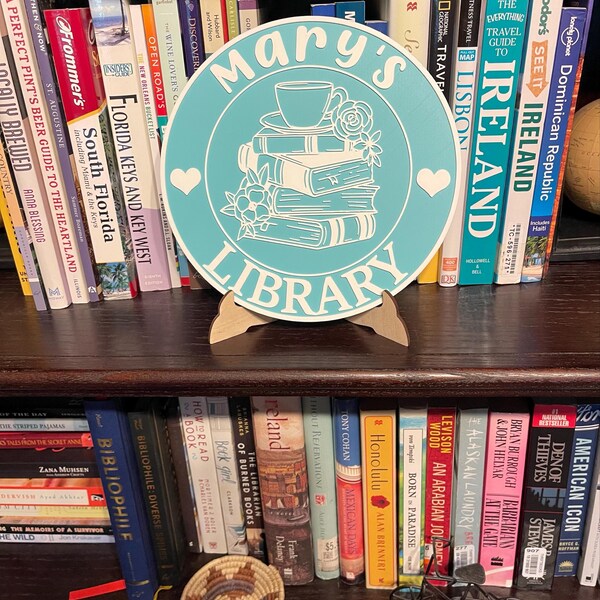 Personalized Library Sign Custom Book Decor Color 3D Printed Bookish ...