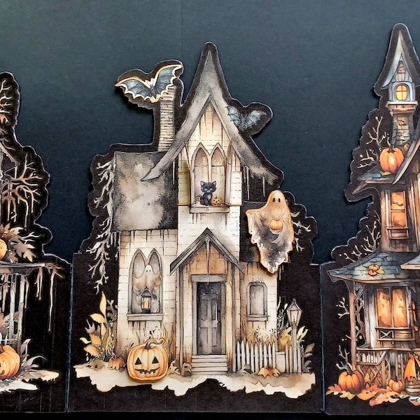 Haunted House, Folding, Insert, Kit, Junk Journal, 3D, Craft, Halloween ...