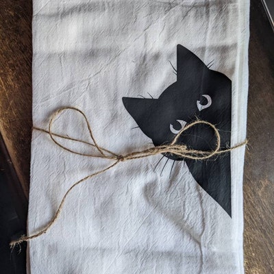 Black Cat Decorative Tea Towel - Etsy