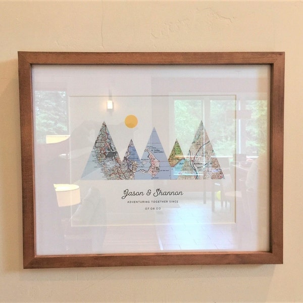 Adventure Together® Map Mountain Personalized Wedding or Anniversary ...