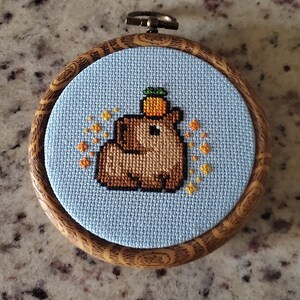 Mini Cross Stitch Pattern - Capybara Embroidery Design (PDF