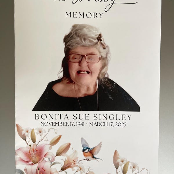 Funeral Program Birds, Editable Template, Celebrating the Life Of ...