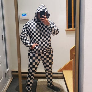 White checkered hoodie clearance