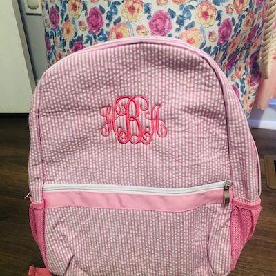 Personalized Kids Backpack Monogrammed Backpack Seersucker Diaper Bag ...