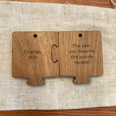 Personalised Two Piece Jigsaw Decoration Set Puzzle Piece Christmas ...