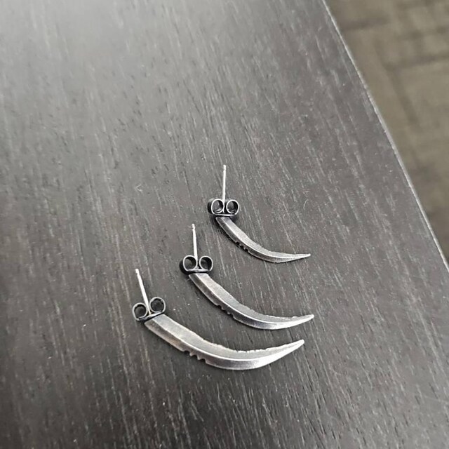 TRIS: Scythe Statement Earrings, Set of 3, Sterling Silver