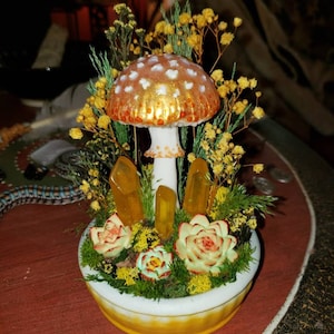 MADE TO ORDER Mushroom Lamp Mushroom Purple Fungi Lamp Forest Light Fairy  Decor Nature Decor 