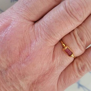 Customer photo from Carol, Raw Pink Tourmaline Baguette Band