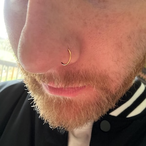 Solid 22k Gold nose ring. 22k or 24k solid gold hoop. Ball end hoop. One ring. Second hole ring. Solid gold ball nose ring. Gold Nose ring