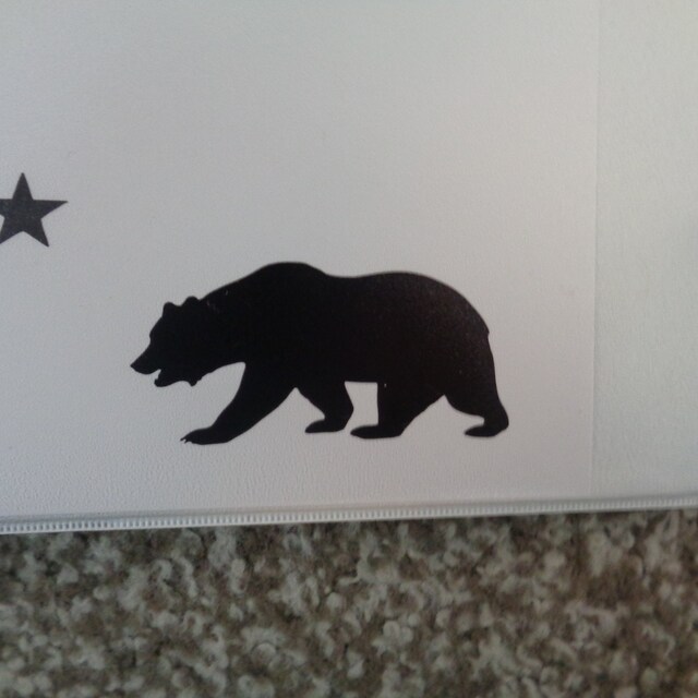 Adesivo In Vinile 3S Motorline California Bear Star - Decalcomania Auto 4'' - Bianco Opaco Per Carrozzeria - Sda1