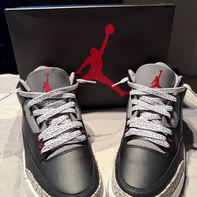 jordan 3 red cement white laces
