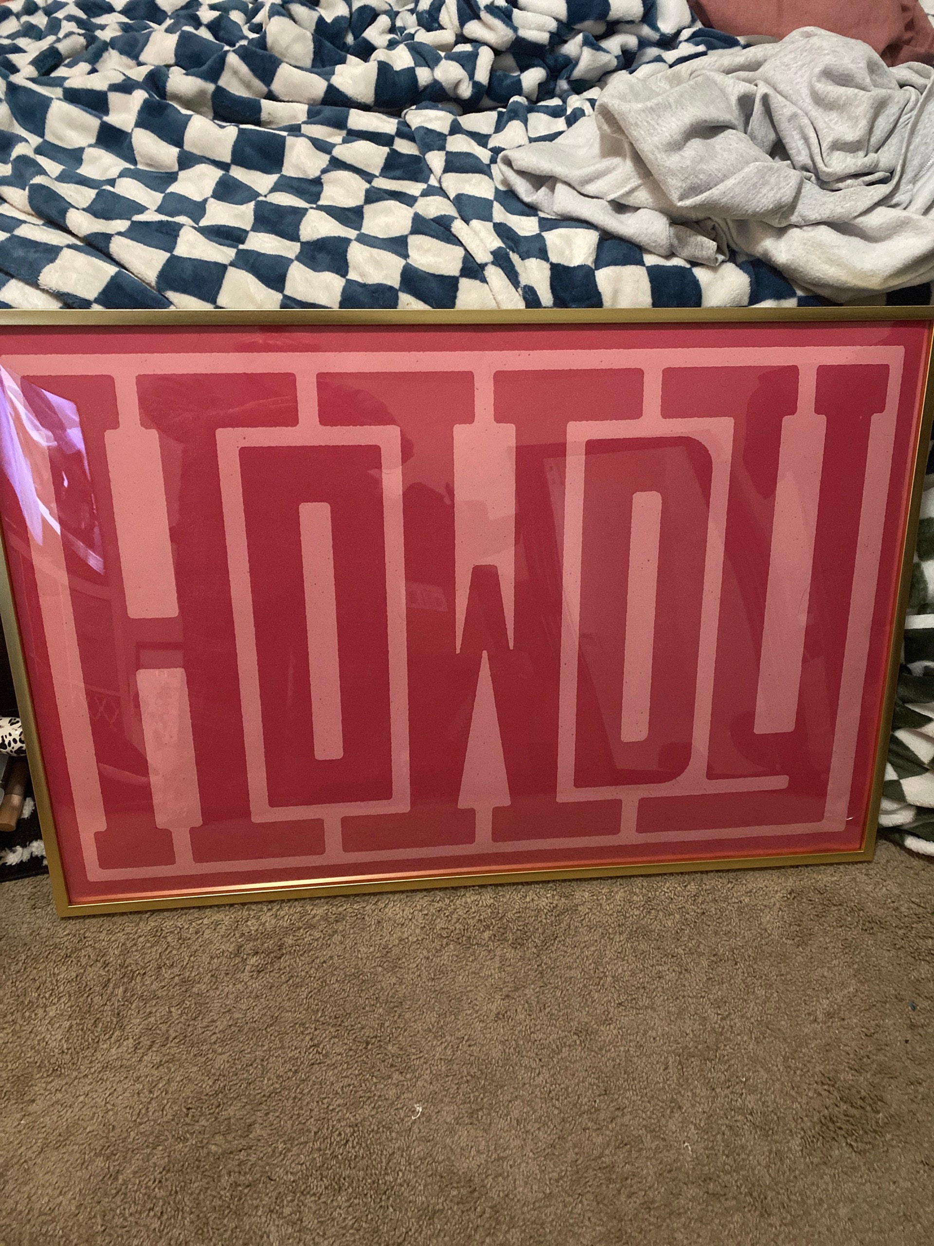 Howdy Typography Art Print Pink, Western Decor, Southwestern Wall Art, Eclectic Living Room, Boho Poster, Maximalist Wall Decor, Bright Pink