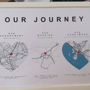 Personalised Journey Map Print Custom Paper Anniversary Poster Wedding ...