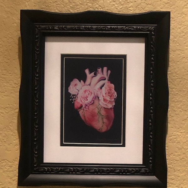 Floral Heart II Anatomy Heart Print of Oil Painting - Anatomical Art ...