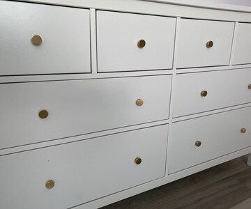 Gold Cabinet Knobs Round Drawer Knobs Brushed Brass Cabinet Door Knobs for Dresser Drawers  Solid Cabinet Hardware for Kitchen Cabinets