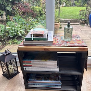 Wooden Crate Coffee Table: Rustic Pine Storage Crate with Shelf
