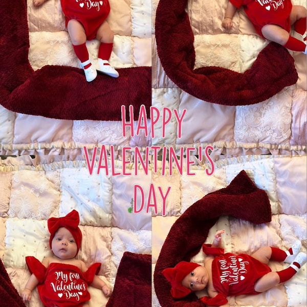 Valentine Check Footed Romper Baby Bundle main image 1