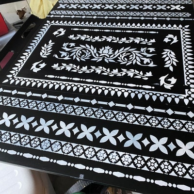 Border Stencils For Painting On Wood, Indian Inlay Furniture Stencils For Crafts Reusable Wood Burning Drawing Art Paint Stencils And Patterns For