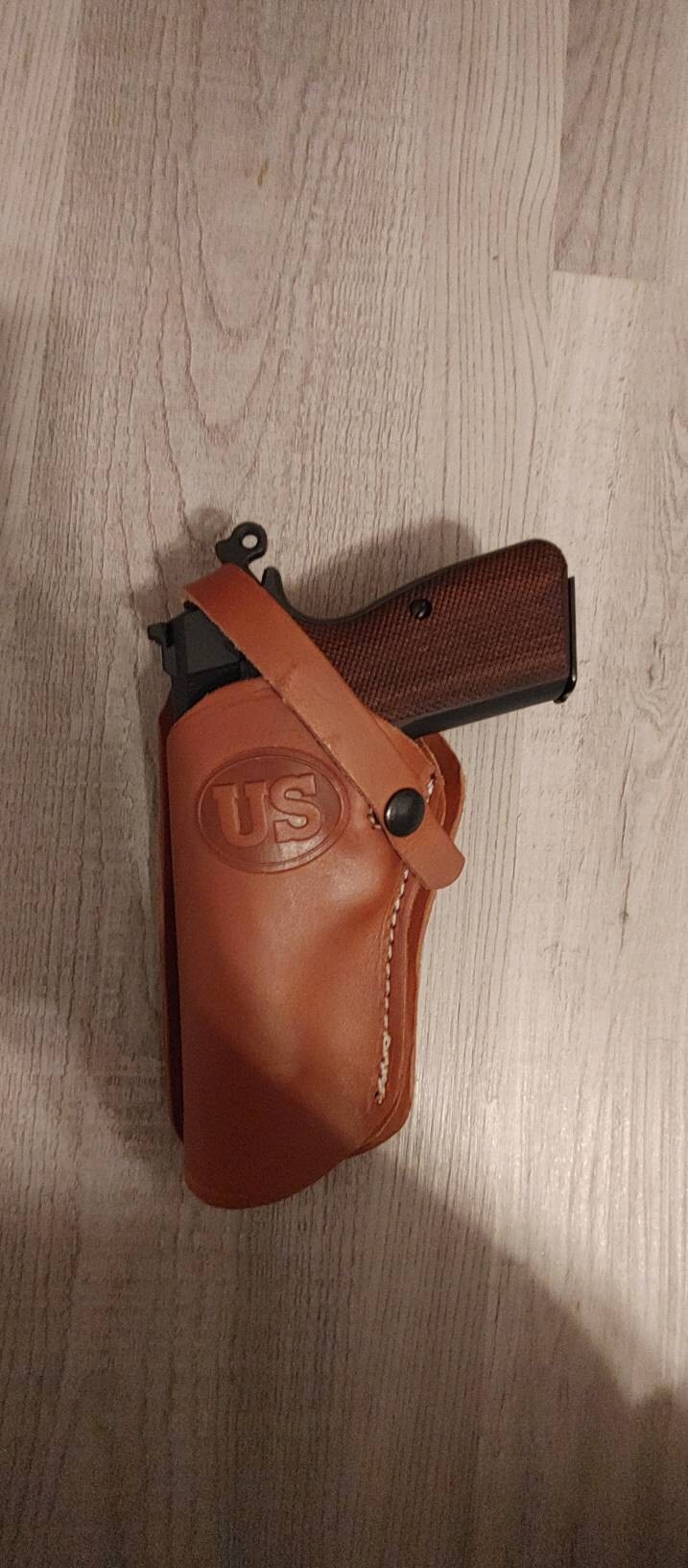 Western Leather Wild Bunch Style Holster Fits Colt Springfield Ruger RIA Remington Taurus 45 Model 1911