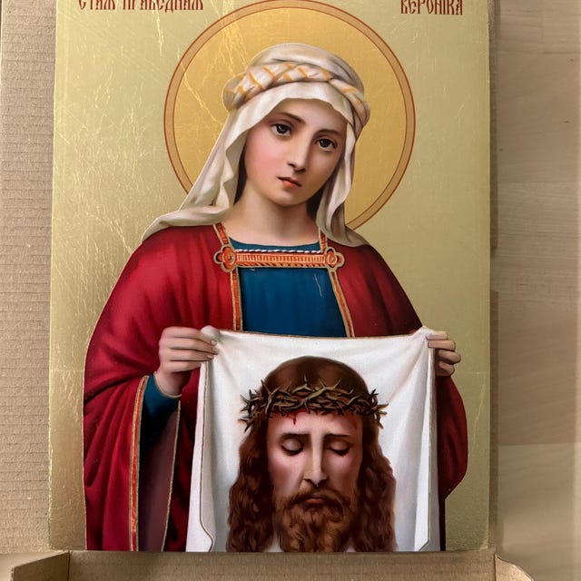 Icône Sainte Faustine Kowalska – Icône Orthodoxe Grecque Faite Main, Art Byzantin Catholique – 11x15 Cm Idée Cadeau Religieux Murale