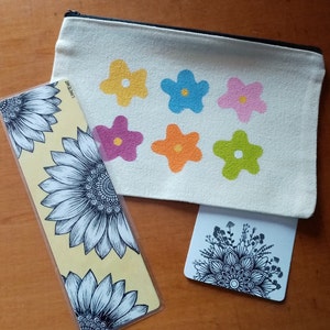 Trousse à Crayons Floral 19x8,5x7,5 Cm - Tissu, Motif Esthétique, Pour école, Bureau, Voyage - 4