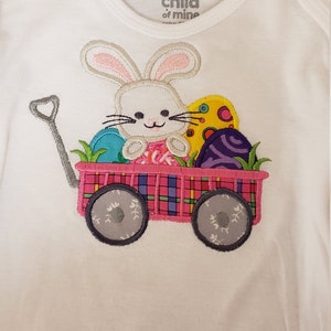 Wagon With Easter Bunny and Eggs Applique Machine Embroidery Design ...