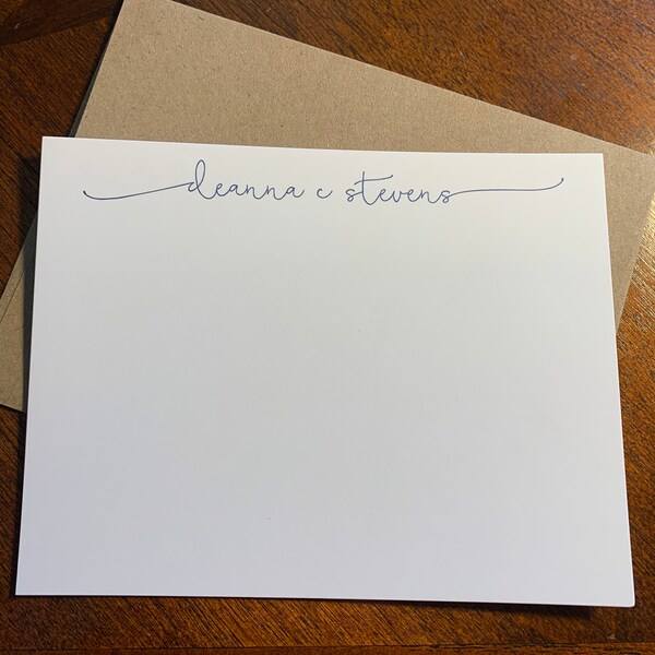 Script Personalized Stationery Cards Set, Flat Notecards, Personalized ...