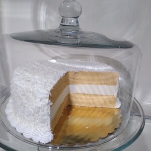 fake for home decor Large Coconut Cream Cake w/ Cherries Sliced Display 9" 