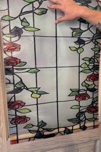 Vintage Floral Stained Glass Window Film - Privacy Decorative, Reusable, Eco-Friendly, Non-Adhesive Static Cling with Free Custom Size