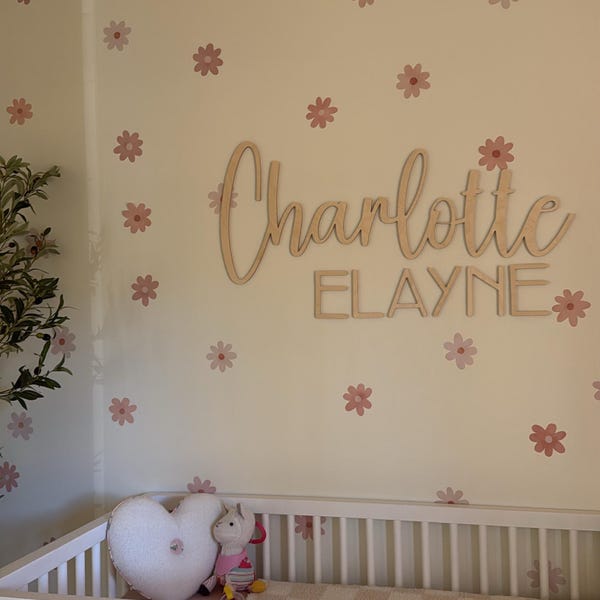 Custom Wood Baby Name Sign Letter Wall Art Kids Room Art Wall Art for ...