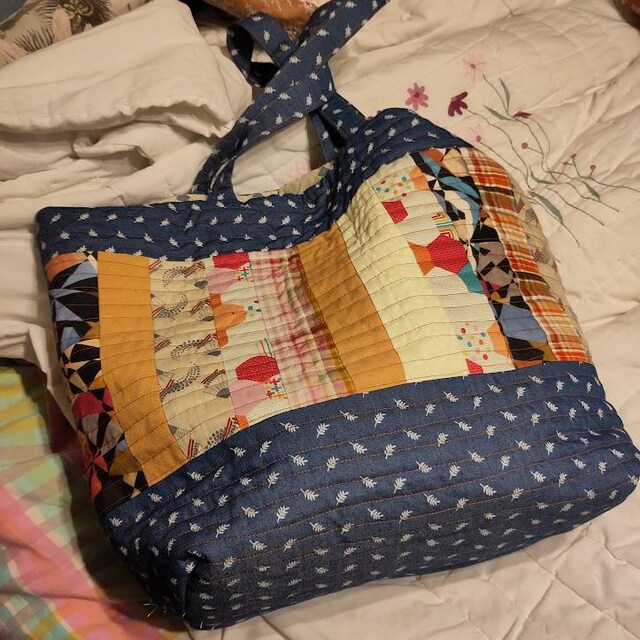 PDF Patchwork Tote Bag PATTERN, Large Quilted Tote, Mary