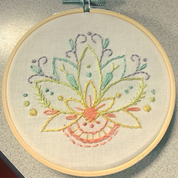 Learn to Embroider With This Mini Lotus Flower Hand Embroidery Printed ...