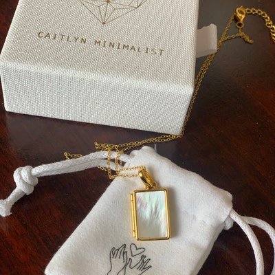 Pearl Locket Necklace by Caitlyn Minimalist Silver Locket Pendant for ...