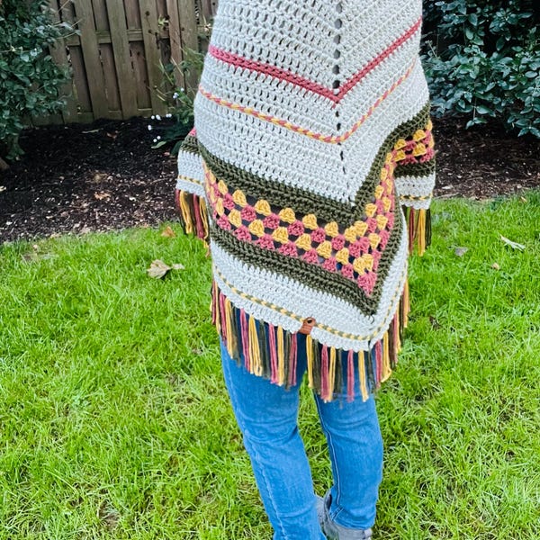 Crochet Pattern // Fringe Shawl Wrap Scarf Granny Cluster Latvian Braid ...