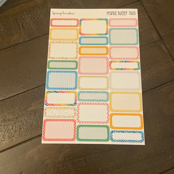 Spring Rainbow Mixed Boxes Planner Stickers - Half Boxes - Quarter ...