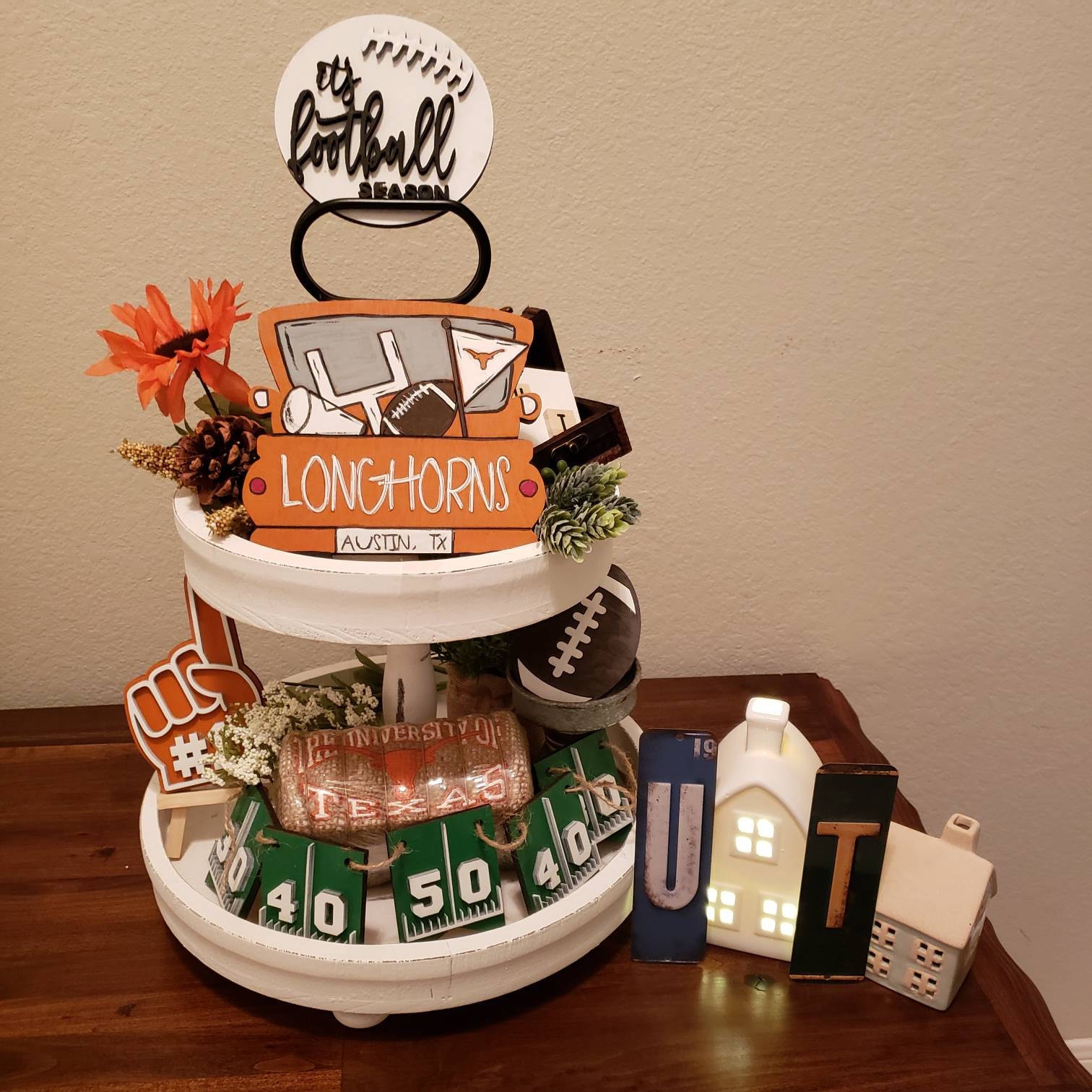 football tiered  tray decor/football decor/football signs/tiered tray signs/football tiered tray/Football decor/Football tray decor