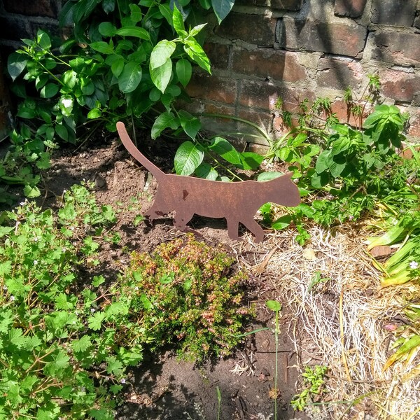 Rusty Walking Cat Garden Decor / Metal Cat Garden Gift / Rusty Metal ...
