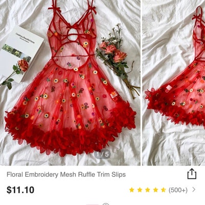 FairyFlirt Women's Lace Splice Ruffle Trim Sexy Lingerie Set