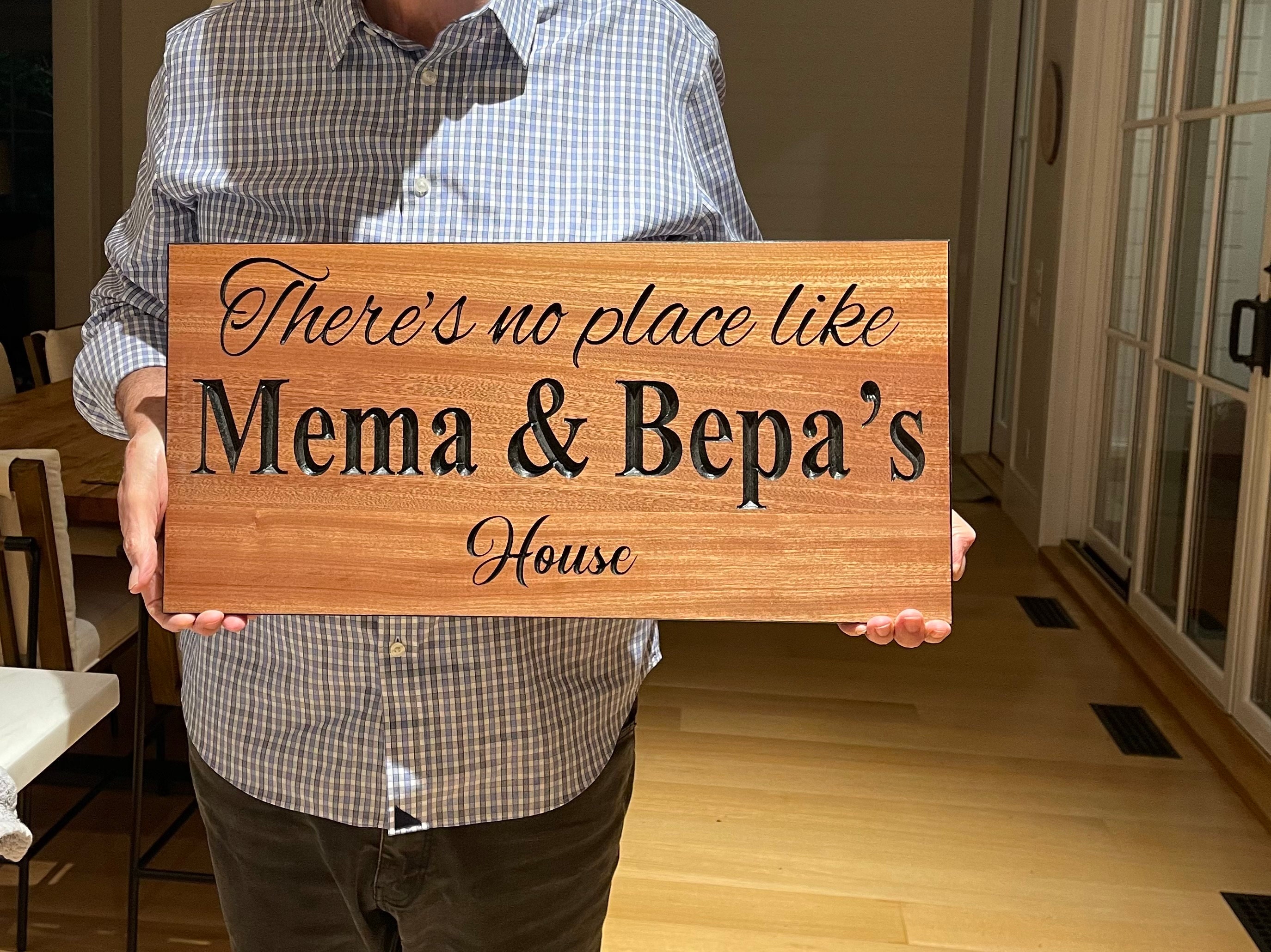 Custom Carved Hardwood Family Sign: Mimi & Papa, GiGi and Pops