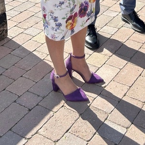 emerald green block heel shoes