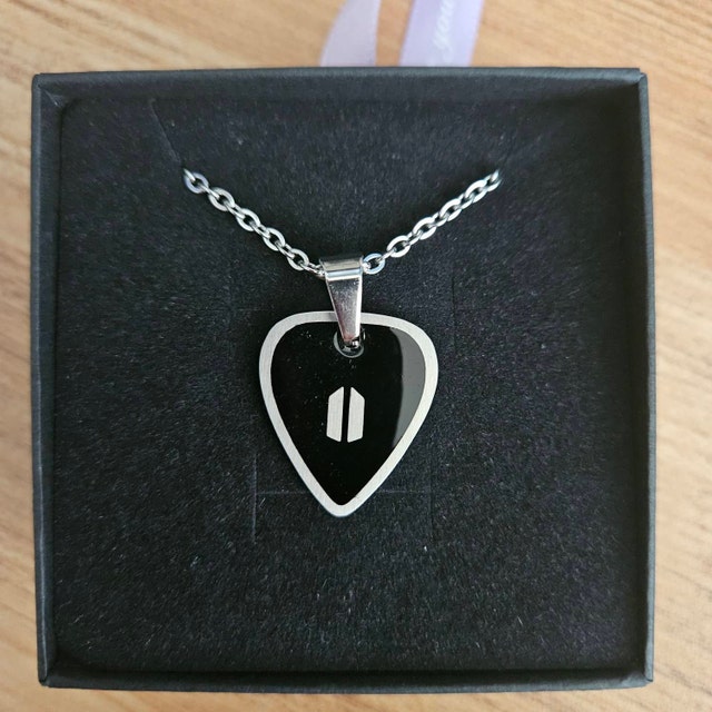 Inspired BTS Suga Guitar Pick Necklace. Reversible Charm