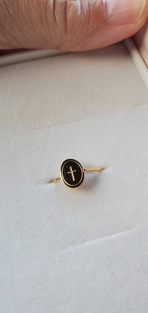 Ovaler Kreuzring, Erbstück Kreuzring, christliches Schmuckgeschenk, Schriftring, Glaube Schmuck, christliches Geschenk, Jesus Schmuck, Gold Kreuz Ring