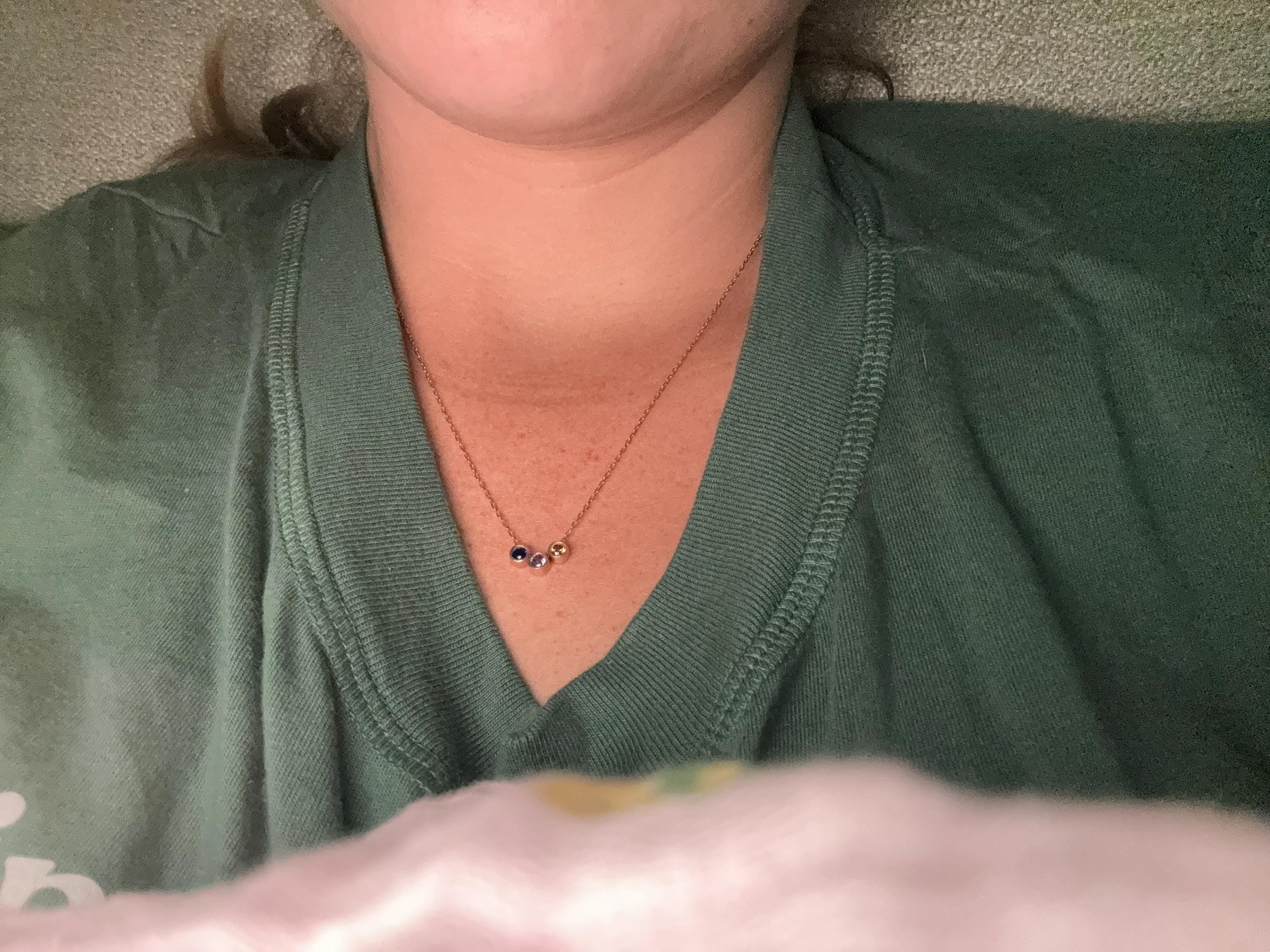14K Solid Gold Family Birthstone Necklace, Birthstone Gift, Christmas Gift, Bridesmaid Gift, Gift for Mom, Birthday Gift, Birthstone Jewelry
